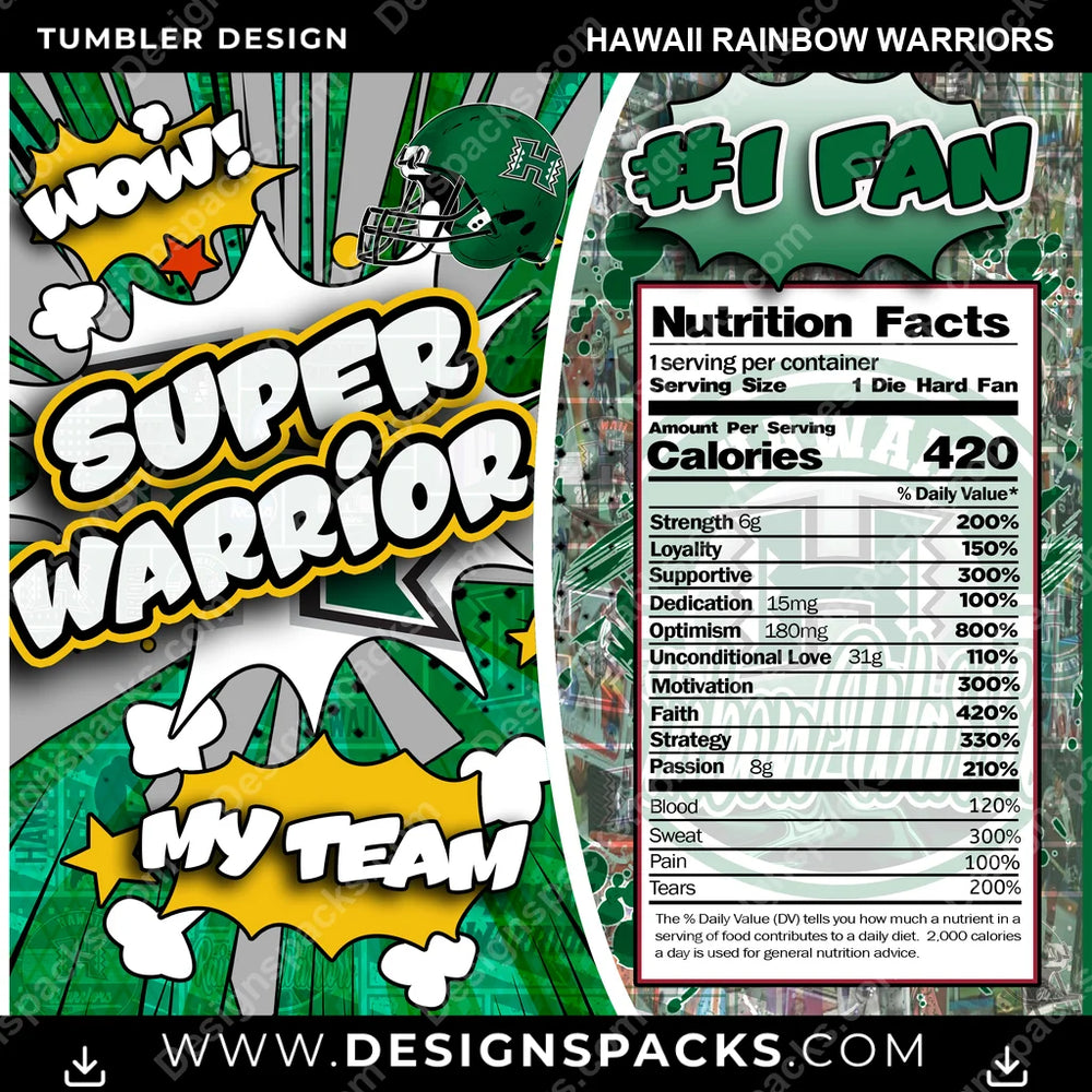 College Sport Super Team Hawaii Rainbow Warriors NCAA College Sport Tumbler Digital Wrap Design Download