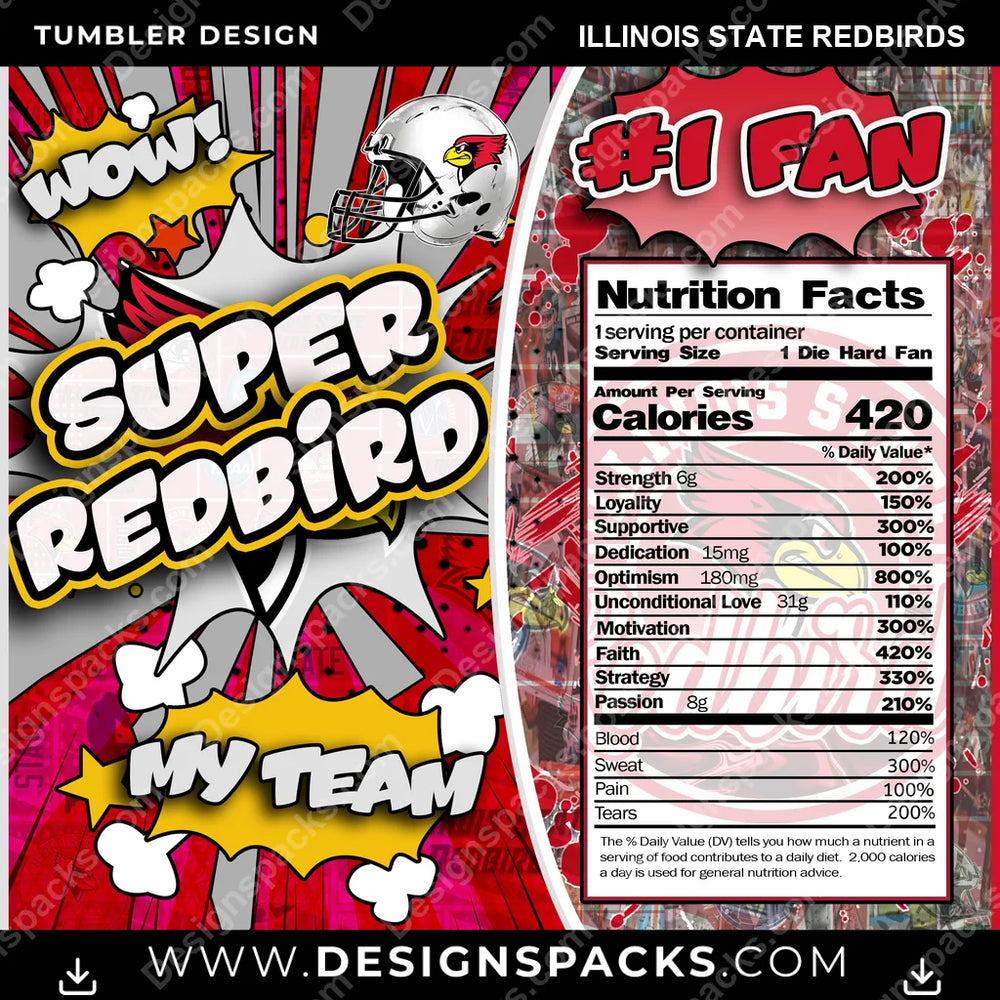 College Sport Super Team Illinois State Redbirds NCAA College Sport Tumbler Digital Wrap Design Download