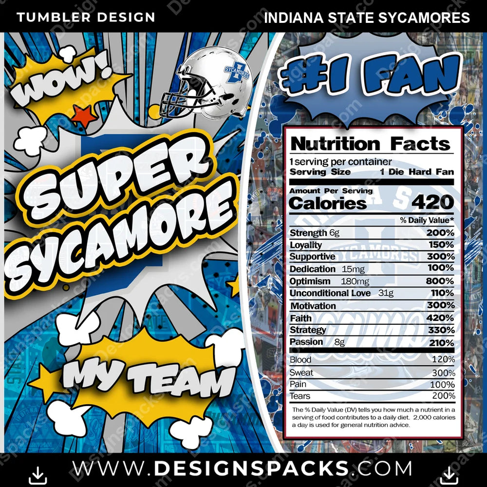 College Sport Super Team Indiana State Sycamores NCAA College Sport Tumbler Digital Wrap Design Download