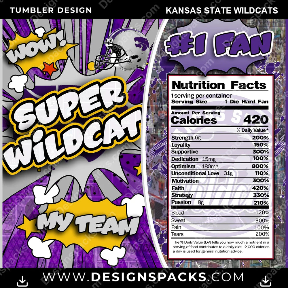 College Sport Super Team Kansas State Wildcats NCAA College Sport Tumbler Digital Wrap Design Download