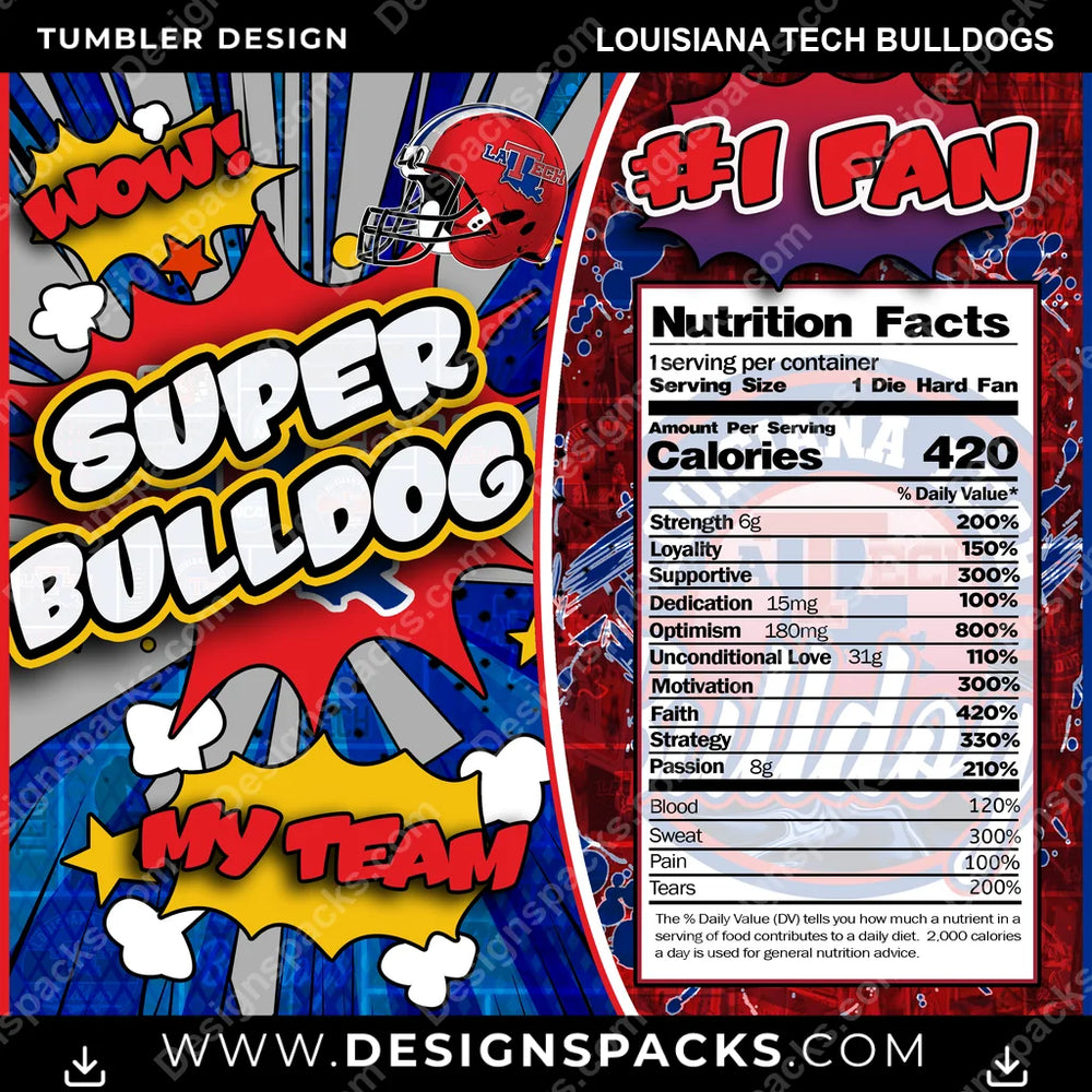 College Sport Super Team Louisiana Tech Bulldogs NCAA College Sport Tumbler Digital Wrap Design Download