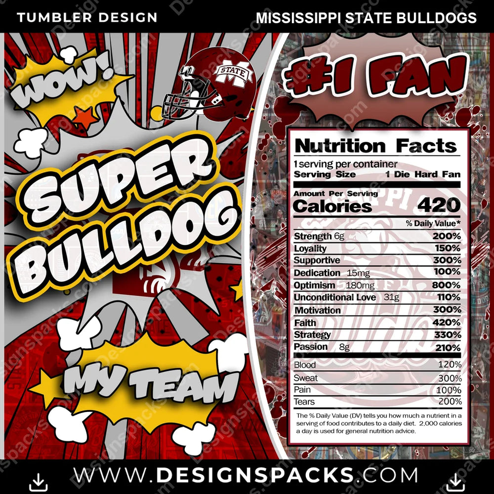 College Sport Super Team Mississippi State Bulldogs NCAA College Sport Tumbler Digital Wrap Design Download