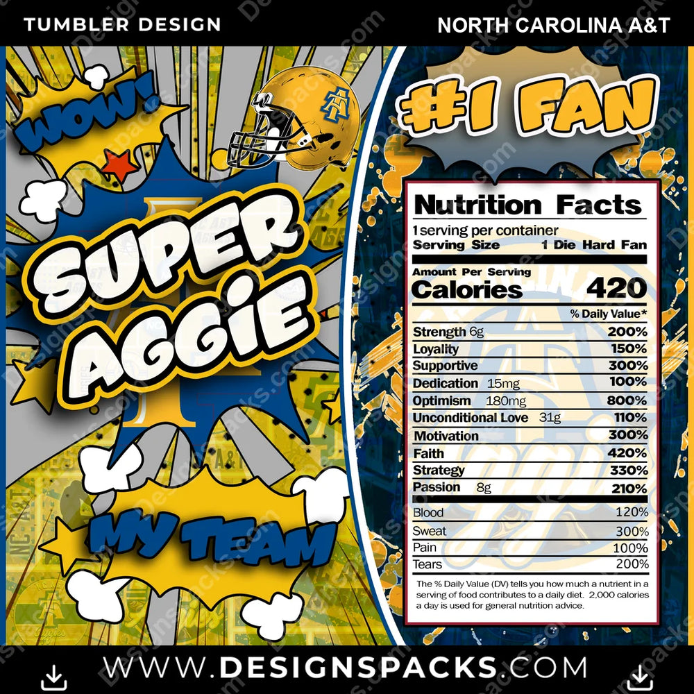 College Sport Super Team North Carolina A&T NCAA College Sport Tumbler Digital Wrap Design Download