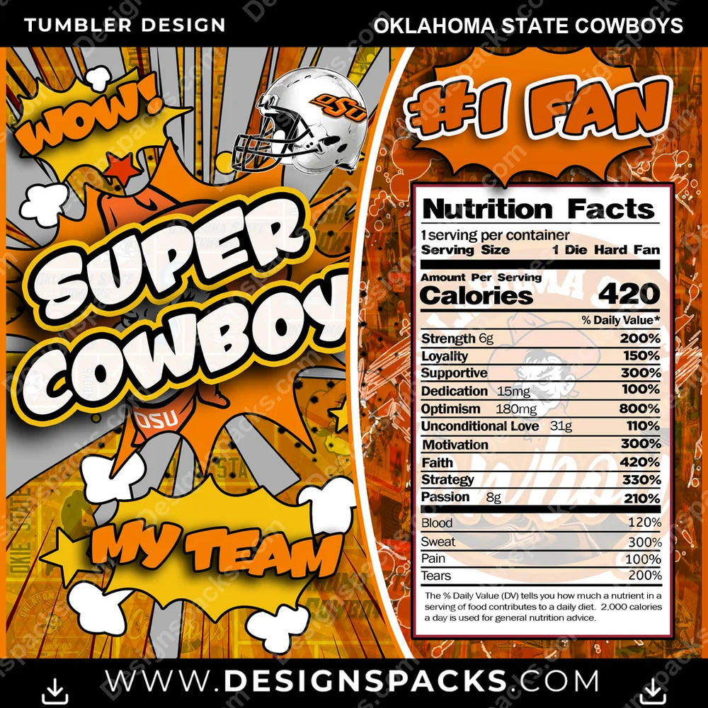 College Sport Super Team Oklahoma State Cowboys NCAA College Sport Tumbler Digital Wrap Design Download