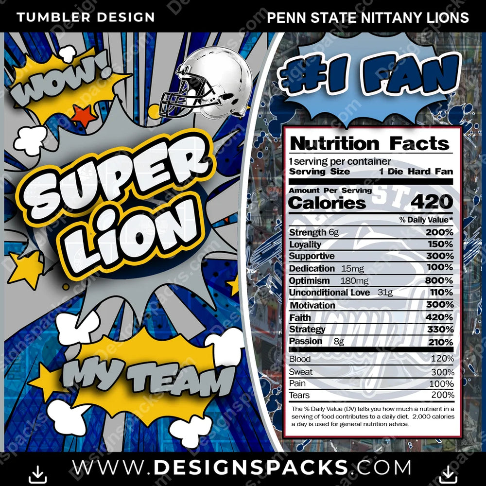 College Sport Super Team Penn State Nittany Lions NCAA College Sport Tumbler Digital Wrap Design Download