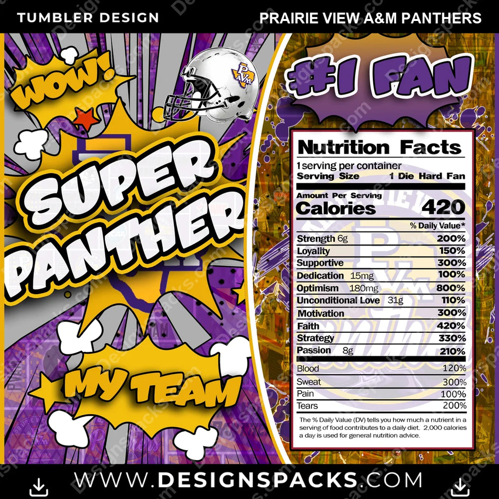 College Sport Super Team Prairie View A&M Panthers NCAA College Sport Tumbler Digital Wrap Design Download