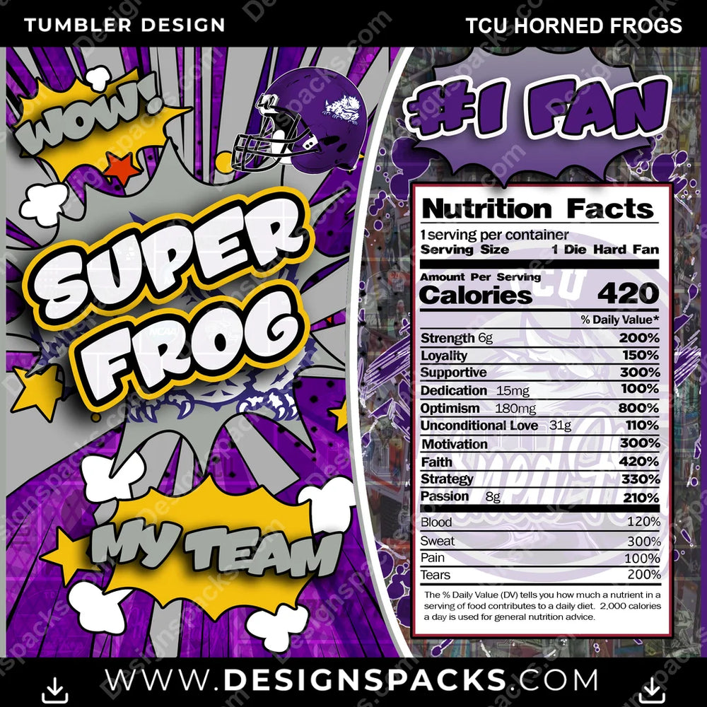 College Sport Super Team TCU Horned Frogs NCAA College Sport Tumbler Digital Wrap Design Download
