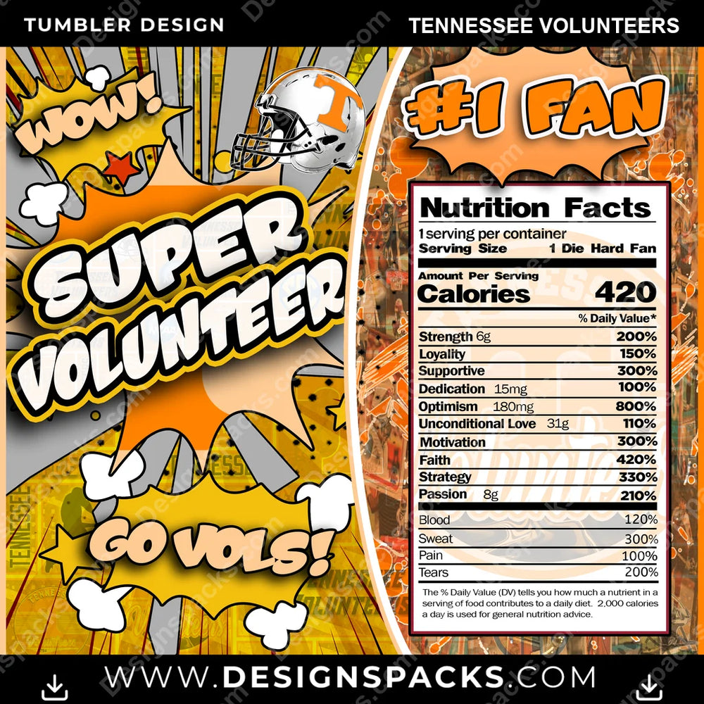 College Sport Super Team Tennessee Volunteers NCAA College Sport Tumbler Digital Wrap Design Download