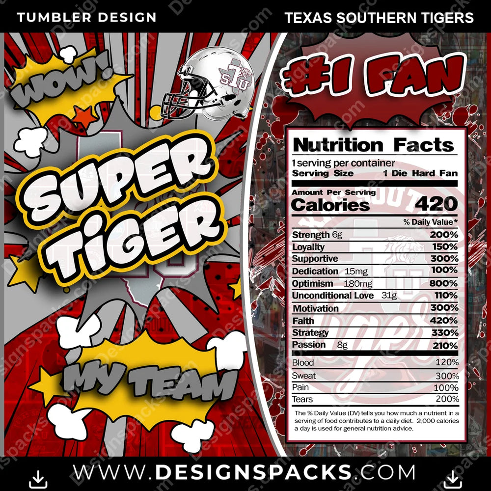 College Sport Super Team Texas Southern Tigers NCAA College Sport Tumbler Digital Wrap Design Download
