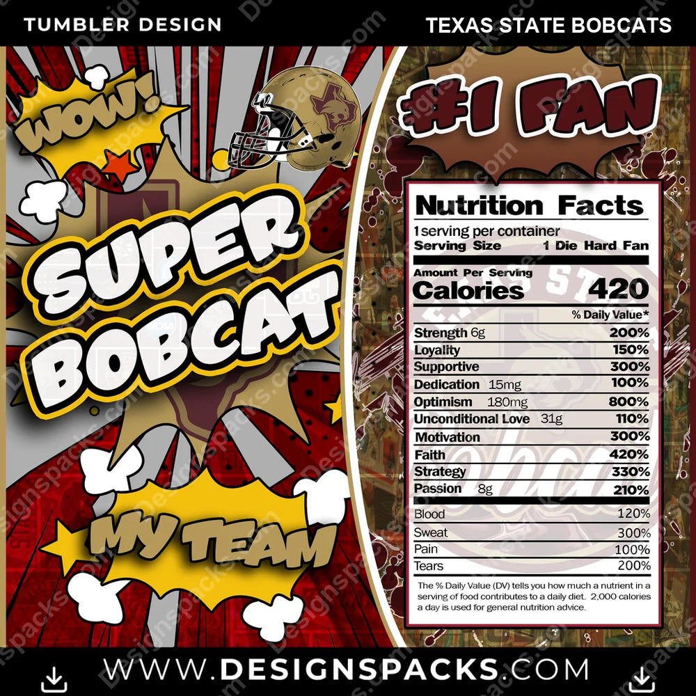 College Sport Super Team Texas State Bobcats NCAA College Sport Tumbler Digital Wrap Design Download