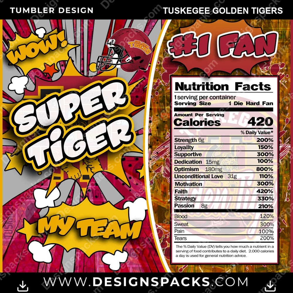 College Sport Super Team Tuskegee Golden Tigers NCAA College Sport Tumbler Digital Wrap Design Download