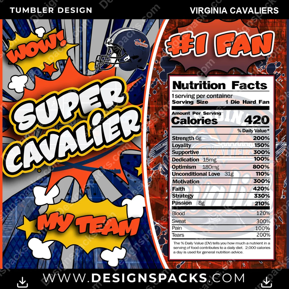 College Sport Super Team Virginia Cavaliers NCAA College Sport Tumbler Digital Wrap Design Download