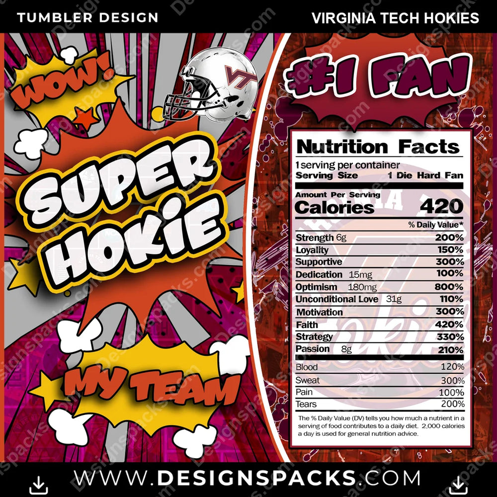 College Sport Super Team Virginia Tech Hokies NCAA College Sport Tumbler Digital Wrap Design Download