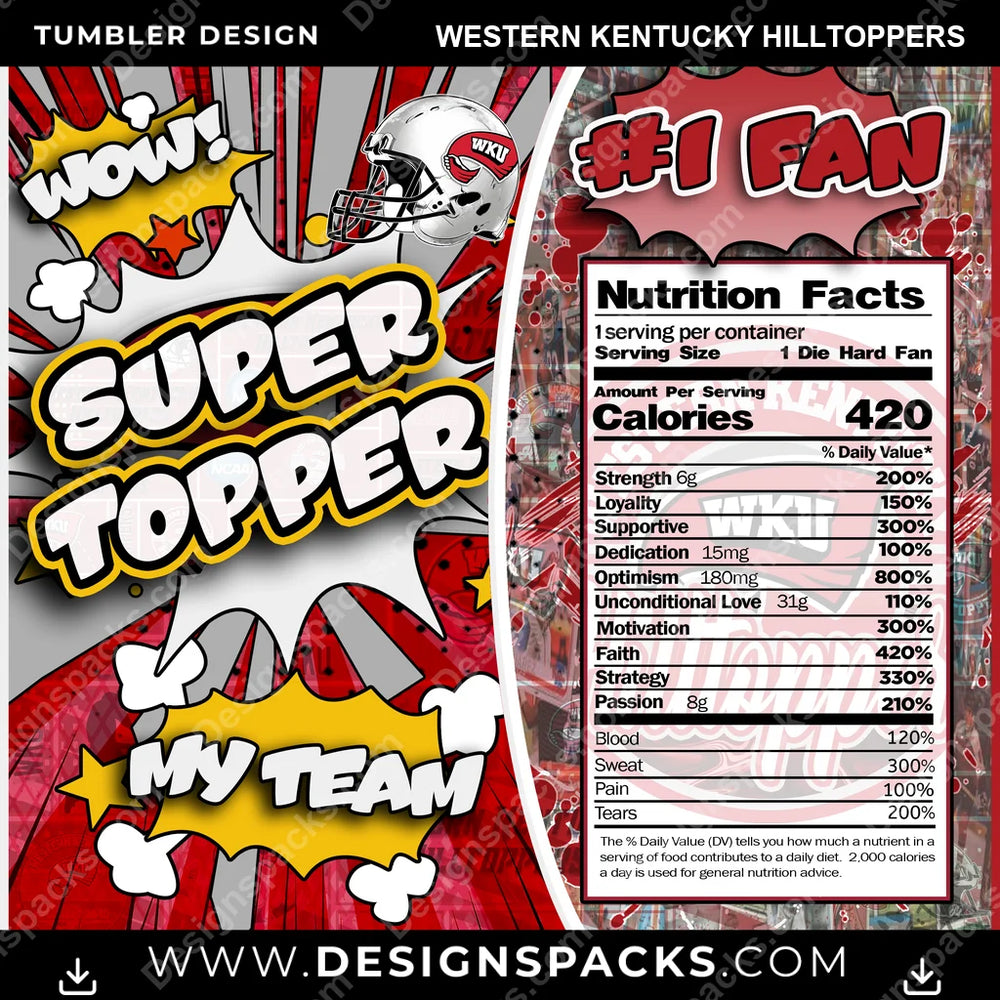 College Sport Super Team Western Kentucky Hilltoppers NCAA College Sport Tumbler Digital Wrap Design Download