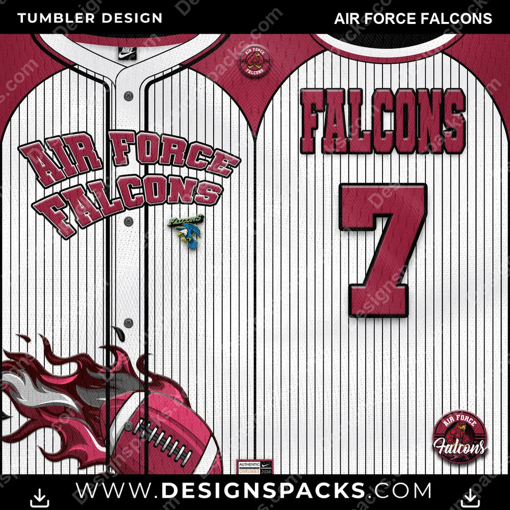 College Sport Team Button-Up Jersey Air Force Falcons NCAA College Sport Tumbler Digital Wrap Design Download