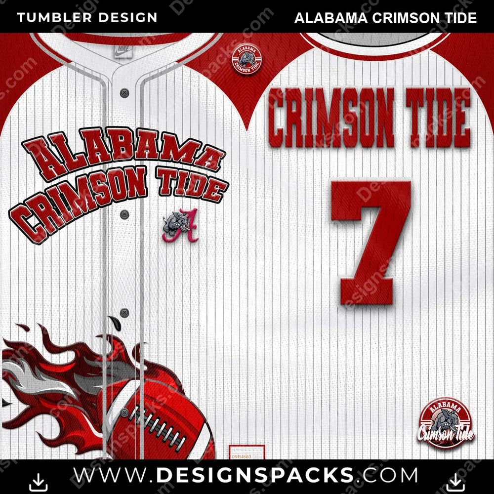 College Sport Team Button-Up Jersey Alabama Crimson Tide NCAA College Sport Tumbler Digital Wrap Design Download