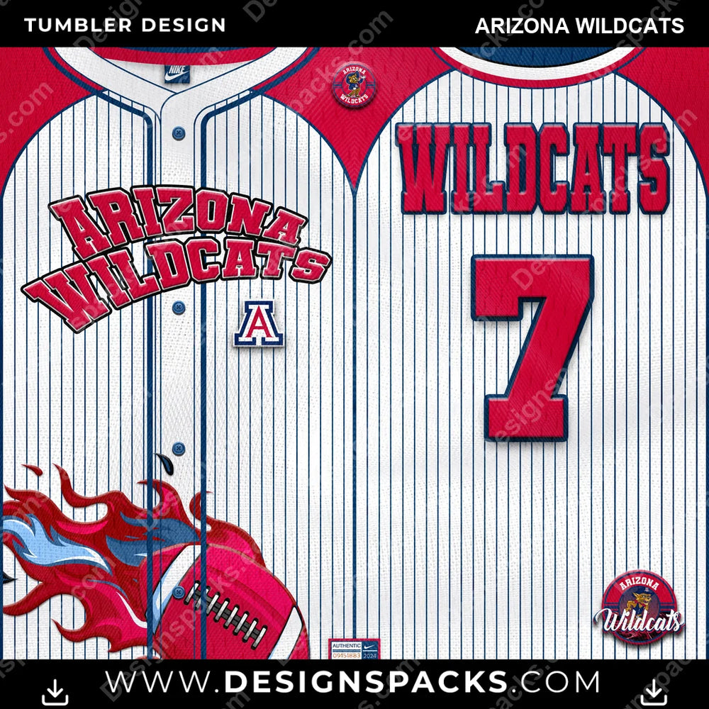 College Sport Team Button-Up Jersey Arizona Wildcats NCAA College Sport Tumbler Digital Wrap Design Download