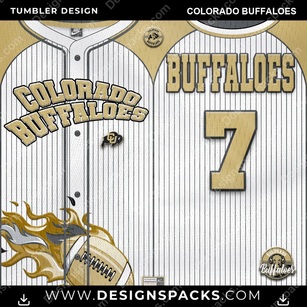 College Sport Team Button-Up Jersey Colorado Buffaloes NCAA College Sport Tumbler Digital Wrap Design Download