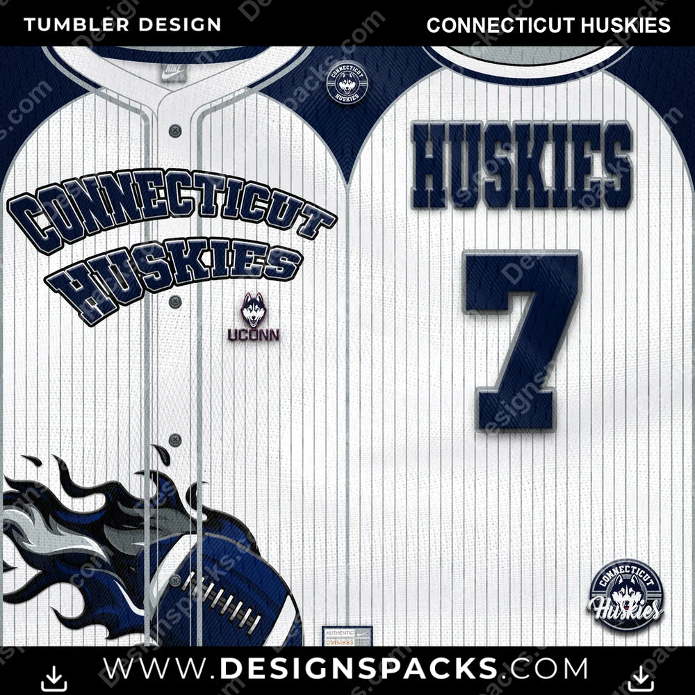 College Sport Team Button-Up Jersey Connecticut Huskies NCAA College Sport Tumbler Digital Wrap Design Download