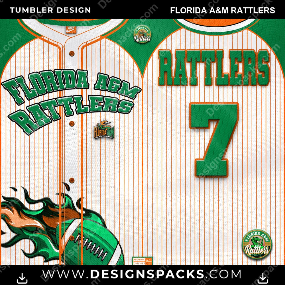 College Sport Team Button-Up Jersey Florida A&M Rattlers NCAA College Sport Tumbler Digital Wrap Design Download