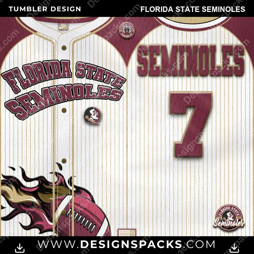 College Sport Team Button-Up Jersey Florida State Seminoles NCAA College Sport Tumbler Digital Wrap Design Download