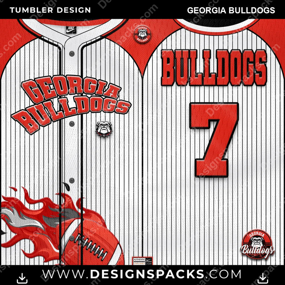 College Sport Team Button-Up Jersey Georgia Bulldogs NCAA College Sport Tumbler Digital Wrap Design Download