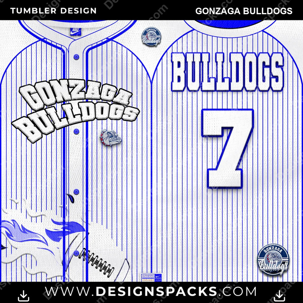 College Sport Team Button-Up Jersey Gonzaga Bulldogs NCAA College Sport Tumbler Digital Wrap Design Download