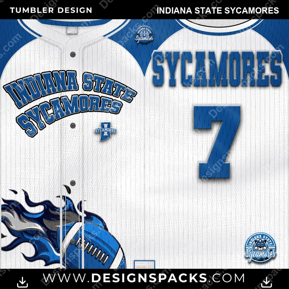 College Sport Team Button-Up Jersey Indiana State Sycamores NCAA College Sport Tumbler Digital Wrap Design Download