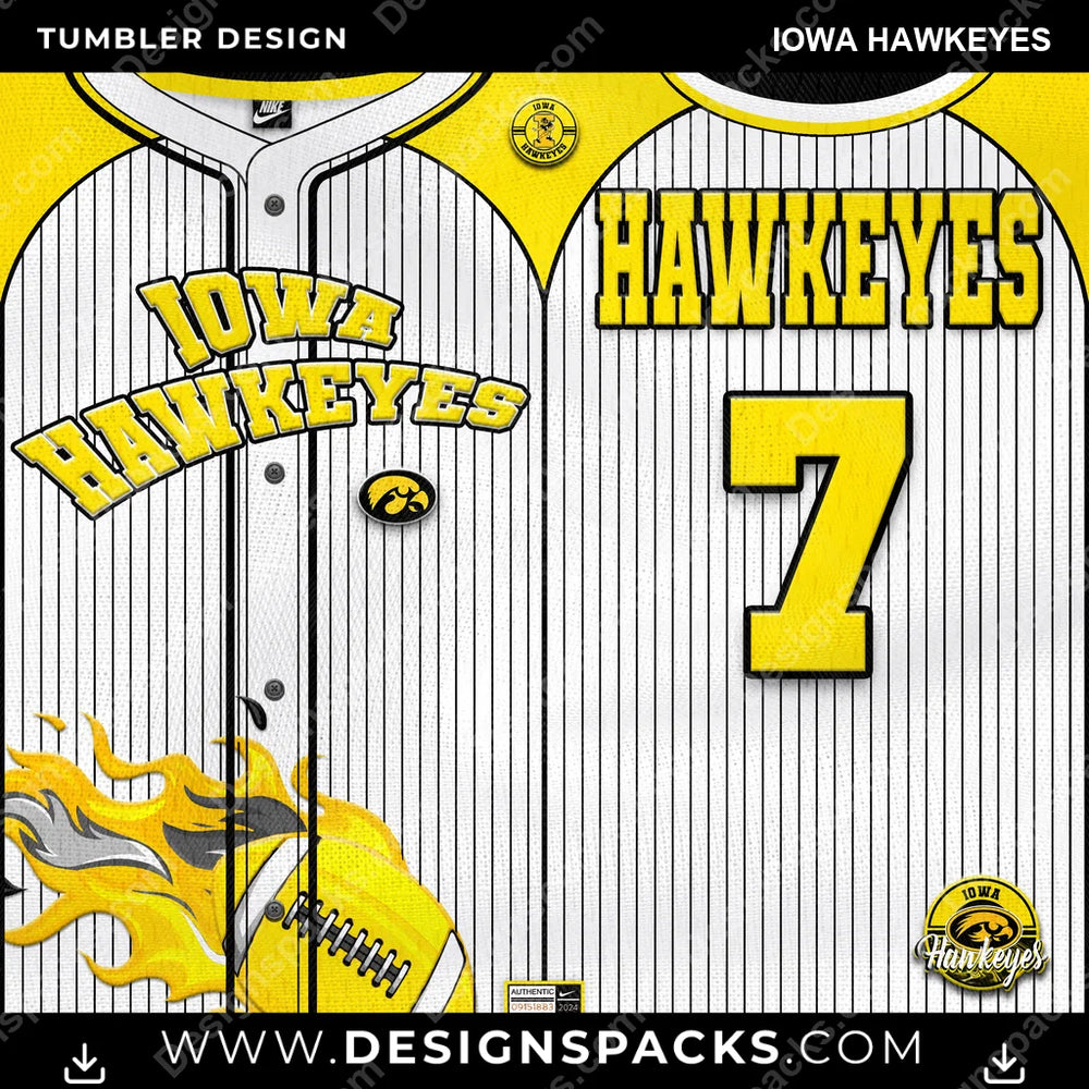 College Sport Team Button-Up Jersey Iowa Hawkeyes NCAA College Sport Tumbler Digital Wrap Design Download