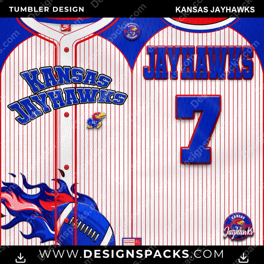 College Sport Team Button-Up Jersey Kansas Jayhawks NCAA College Sport Tumbler Digital Wrap Design Download