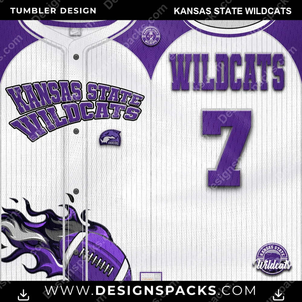 College Sport Team Button-Up Jersey Kansas State Wildcats NCAA College Sport Tumbler Digital Wrap Design Download