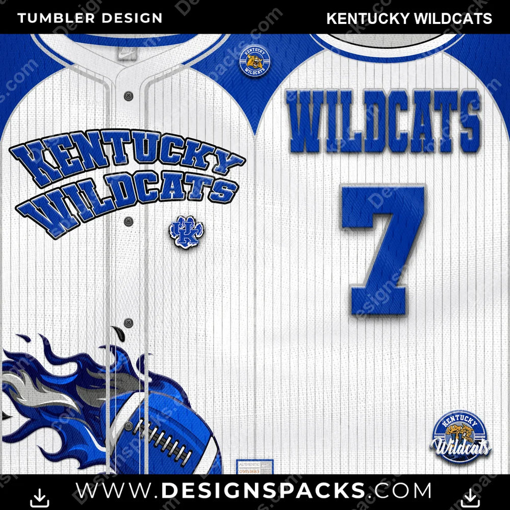 College Sport Team Button-Up Jersey Kentucky Wildcats NCAA College Sport Tumbler Digital Wrap Design Download