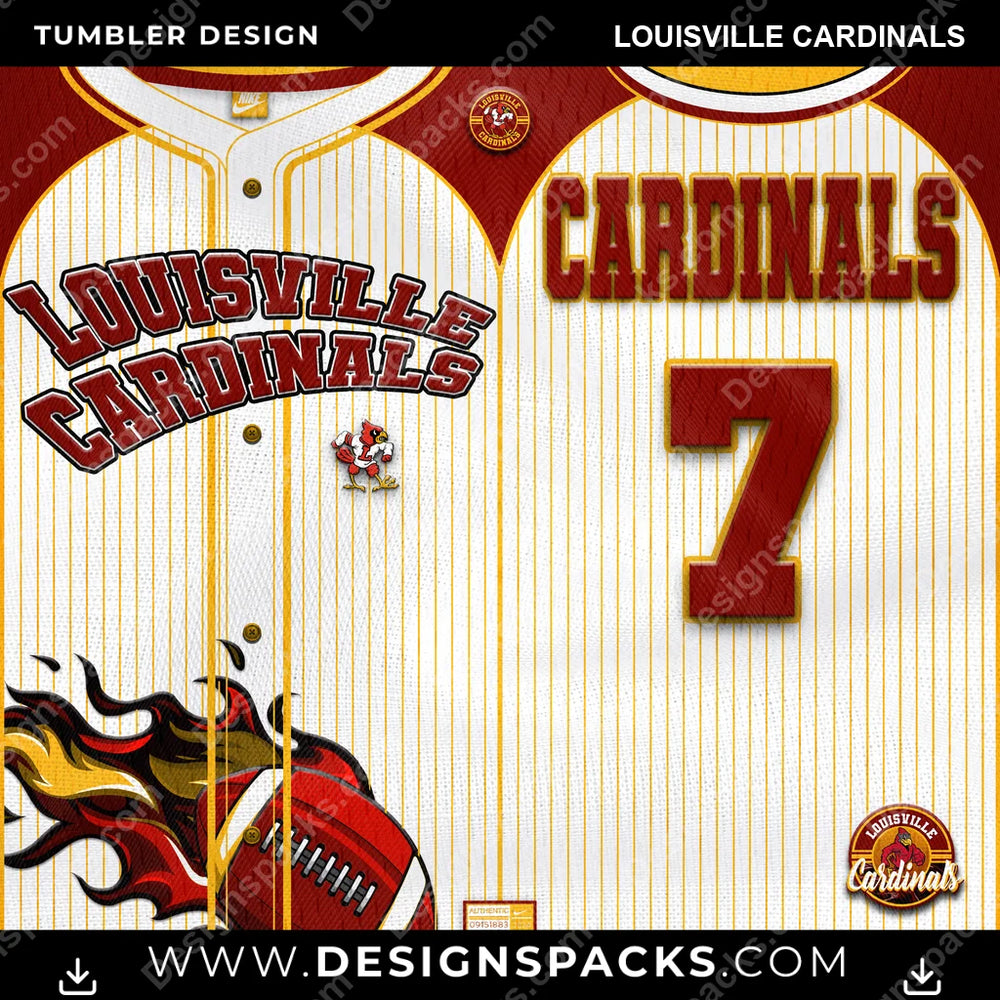 College Sport Team Button-Up Jersey Louisville Cardinals NCAA College Sport Tumbler Digital Wrap Design Download
