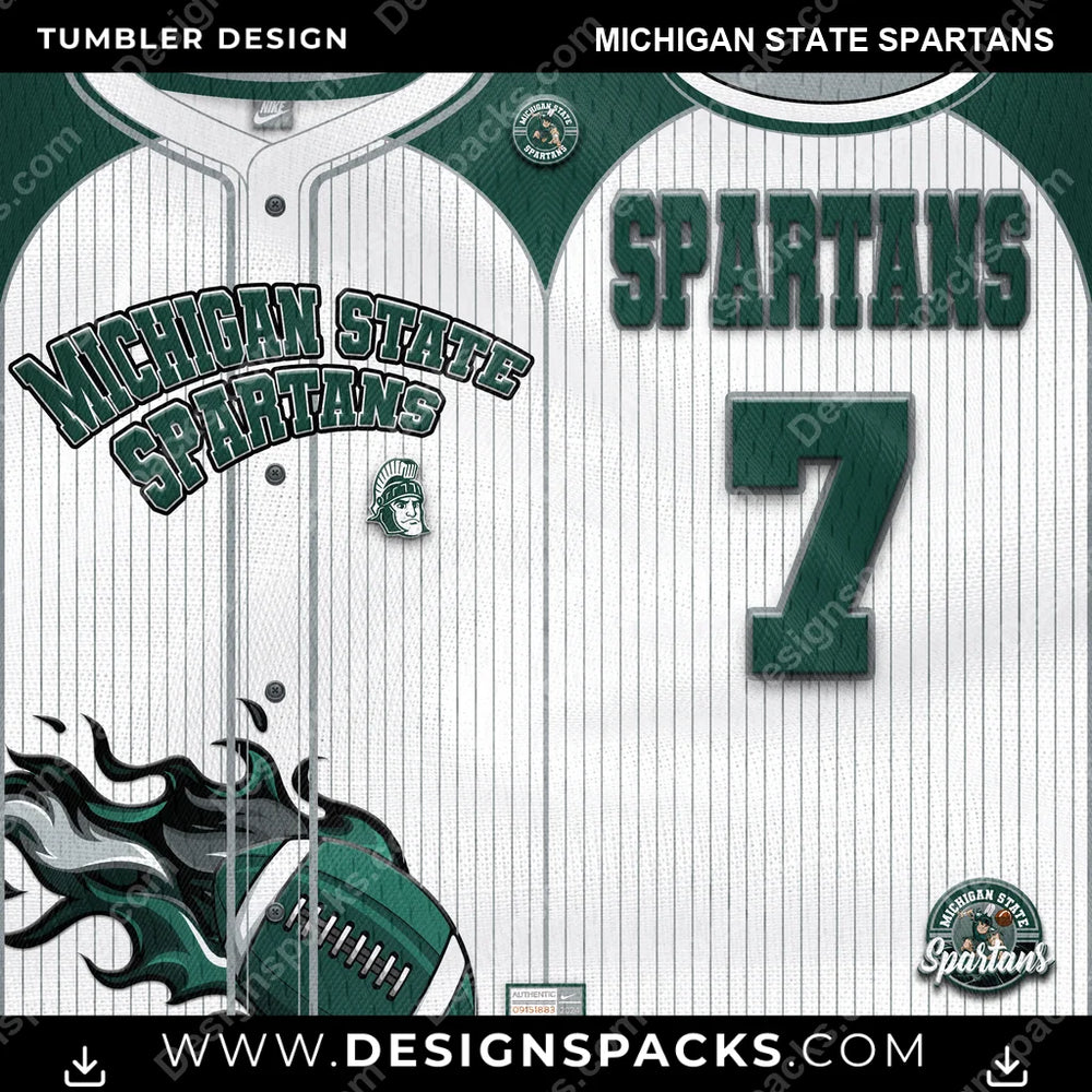 College Sport Team Button-Up Jersey Michigan State Spartans NCAA College Sport Tumbler Digital Wrap Design Download