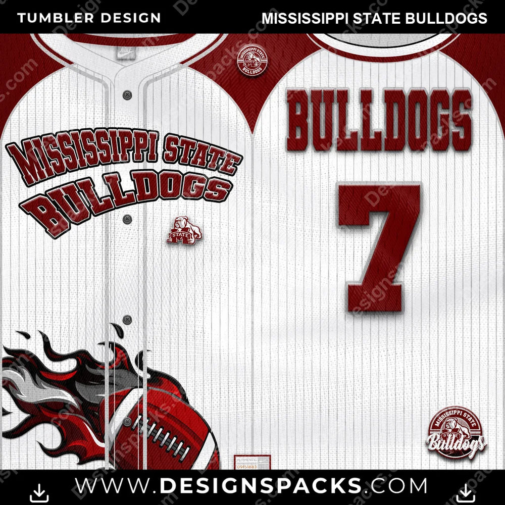 College Sport Team Button-Up Jersey Mississippi State Bulldogs NCAA College Sport Tumbler Digital Wrap Design Download