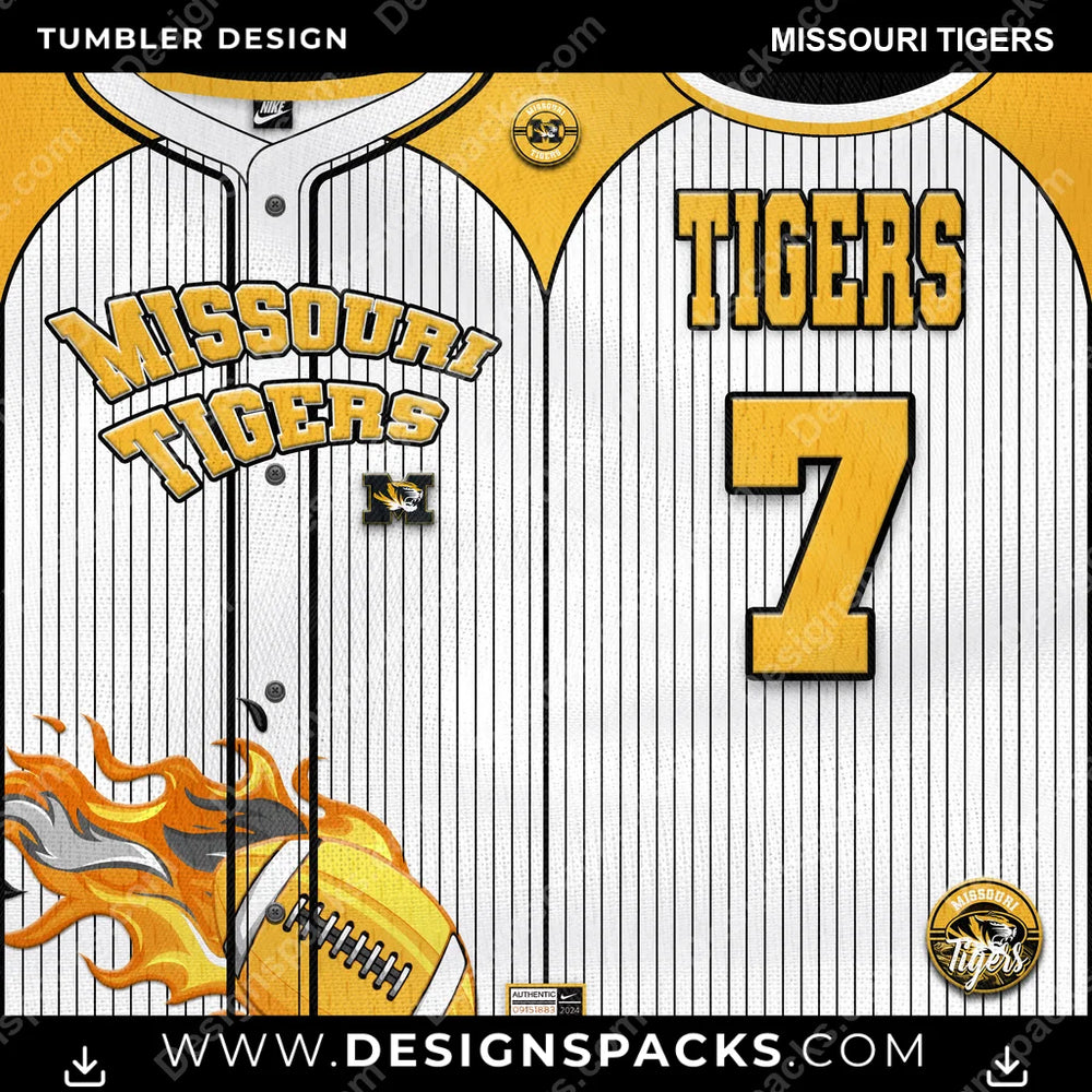 College Sport Team Button-Up Jersey Missouri Tigers NCAA College Sport Tumbler Digital Wrap Design Download