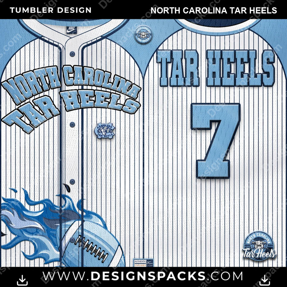 College Sport Team Button-Up Jersey North Carolina Tar Heels NCAA College Sport Tumbler Digital Wrap Design Download