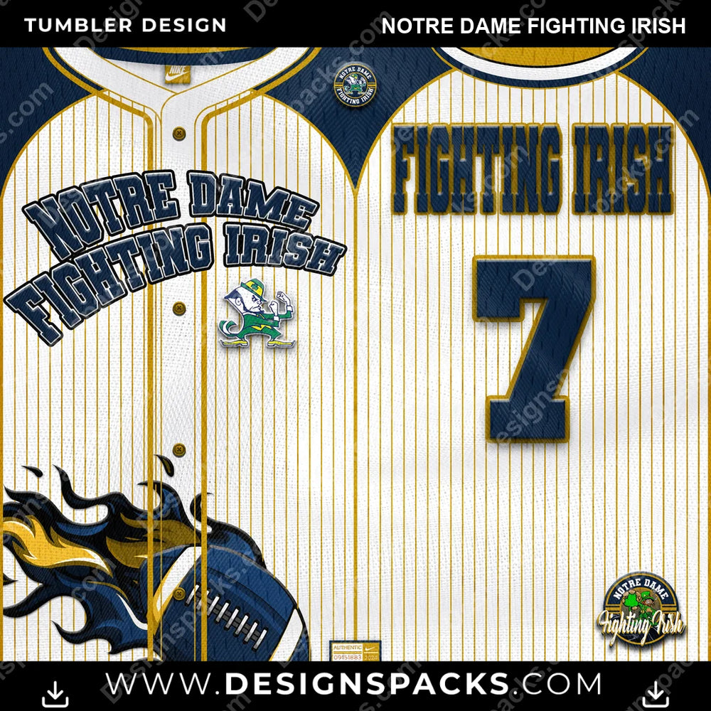 College Sport Team Button-Up Jersey Notre Dame Fighting Irish NCAA College Sport Tumbler Digital Wrap Design Download