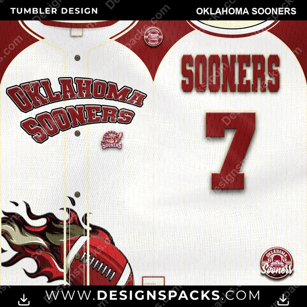 College Sport Team Button-Up Jersey Oklahoma Sooners NCAA College Sport Tumbler Digital Wrap Design Download