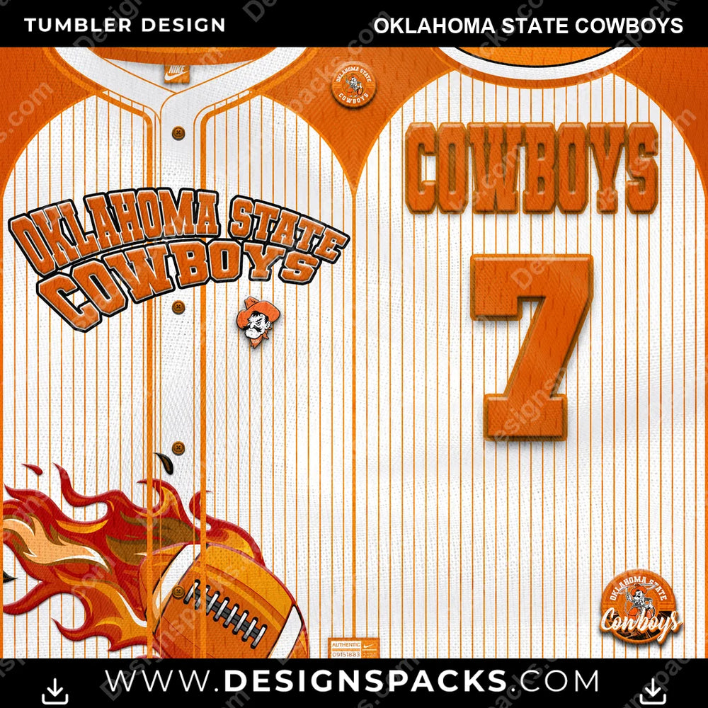 College Sport Team Button-Up Jersey Oklahoma State Cowboys NCAA College Sport Tumbler Digital Wrap Design Download