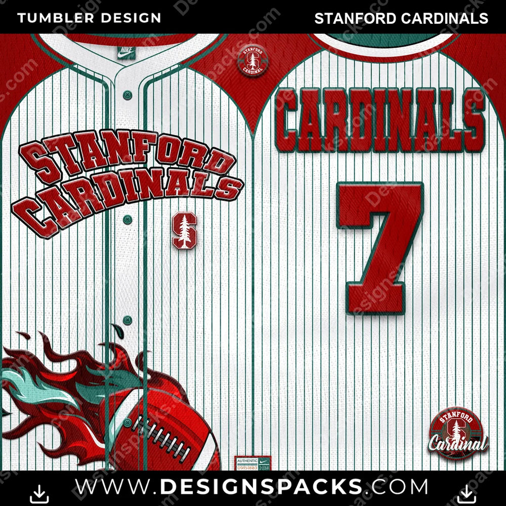 College Sport Team Button-Up Jersey Stanford Cardinals NCAA College Sport Tumbler Digital Wrap Design Download