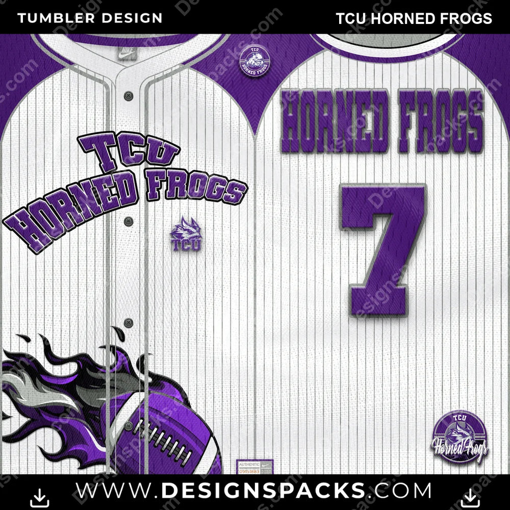 College Sport Team Button-Up Jersey TCU Horned Frogs NCAA College Sport Tumbler Digital Wrap Design Download