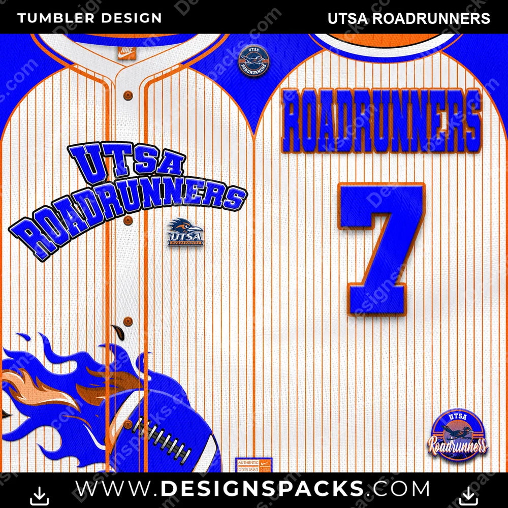 College Sport Team Button-Up Jersey UTSA Roadrunners NCAA College Sport Tumbler Digital Wrap Design Download