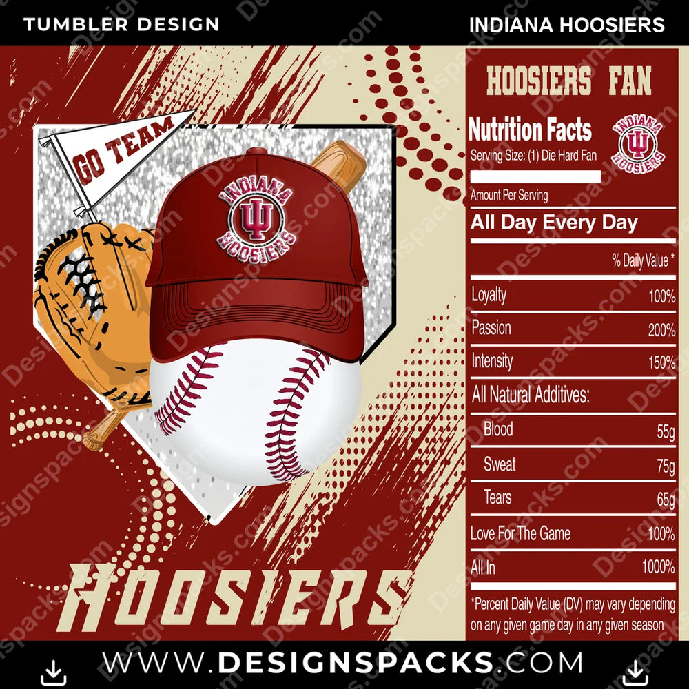 College Sport Team Fan BaseBall Indiana Hoosiers NCAA College Sport Tumbler Digital Wrap Design Download