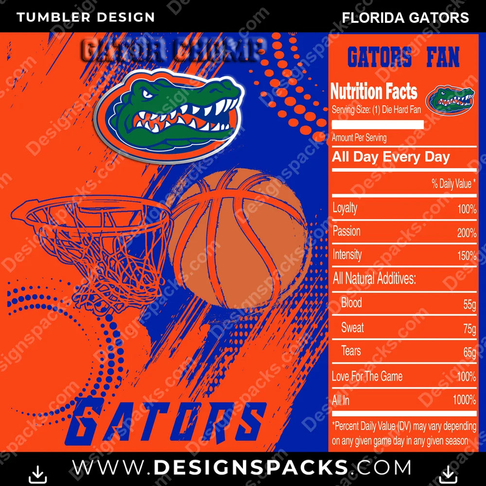 College Sport Team Fan Basketball Florida Gators NCAA College Sport Tumbler Digital Wrap Design Download
