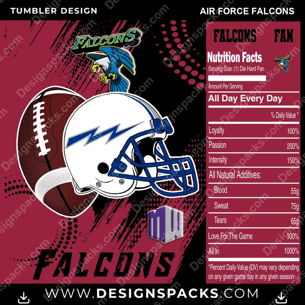 College Sport Team Fan CFB Air Force Falcons NCAA College Sport Tumbler Digital Wrap Design Download