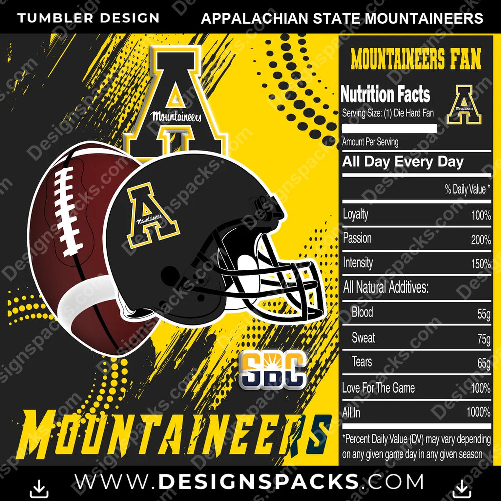 College Sport Team Fan CFB Appalachian State Mountaineers NCAA College Sport Tumbler Digital Wrap Design Download