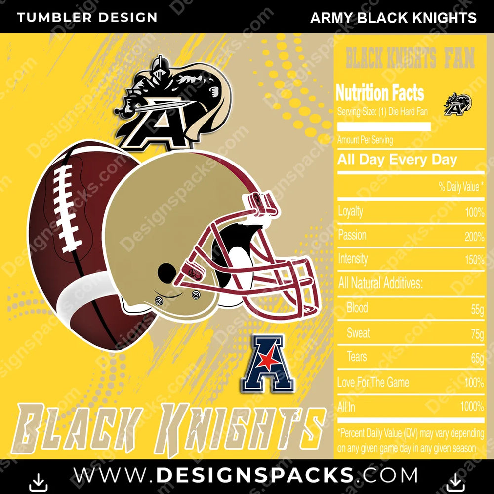 College Sport Team Fan CFB Army Black Knights NCAA College Sport Tumbler Digital Wrap Design Download