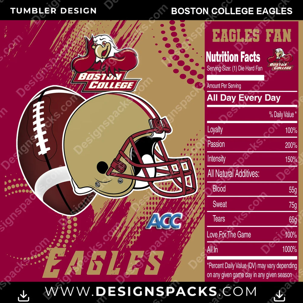College Sport Team Fan CFB Boston College Eagles NCAA College Sport Tumbler Digital Wrap Design Download
