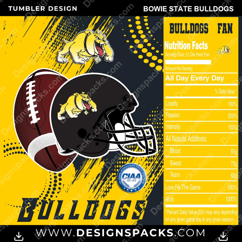 College Sport Team Fan CFB Bowie State Bulldogs NCAA College Sport Tumbler Digital Wrap Design Download